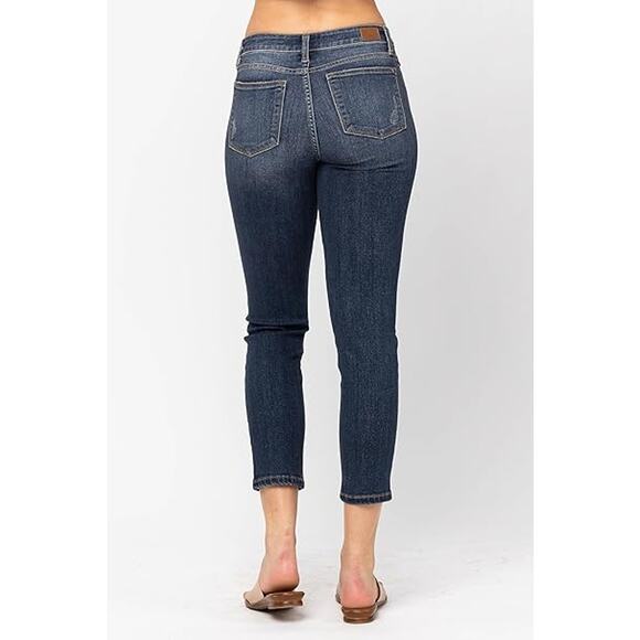 Judy Blue Mid Rise Cropped Distressed Relaxed Fit Jeans Women's Size 13/31 - Picture 2 of 8